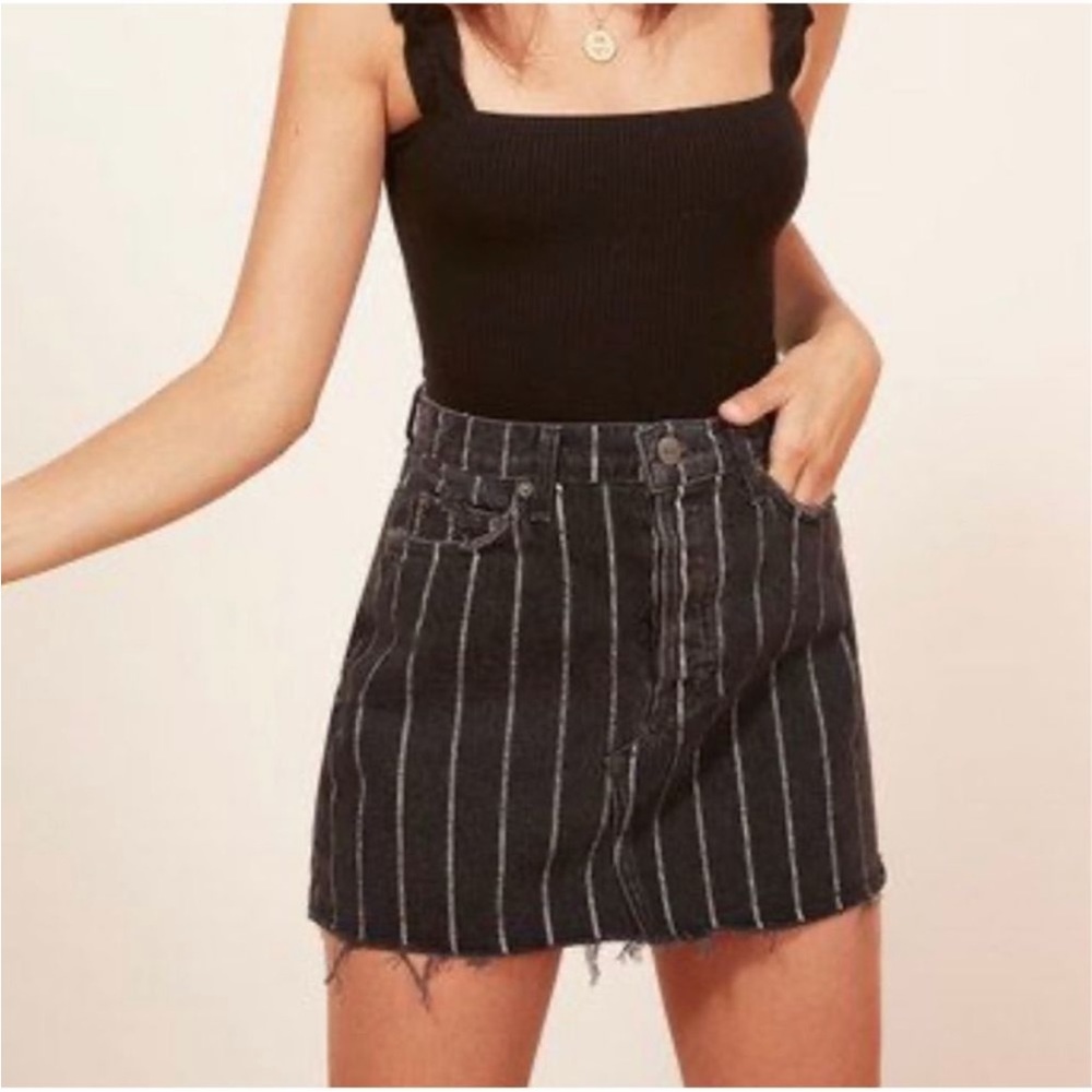 Reformation Retooled Denim Mini Skirt